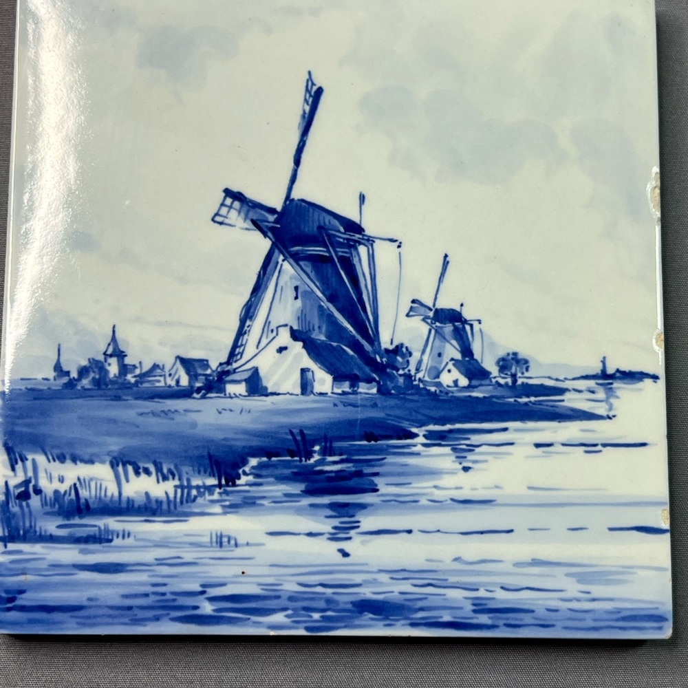 Royal Delft De Porceleyne Fles Hand Painted Windmill Tile | Holland